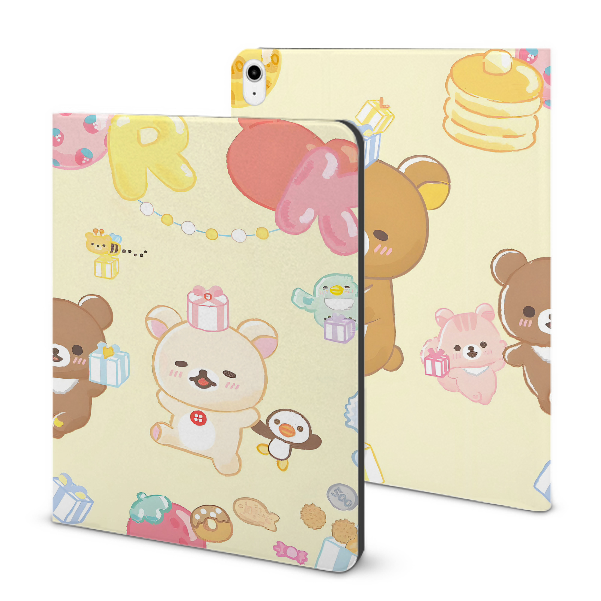 （画像用） リラックマ リラックマ キイロイトリ Rilakkuma Korilakkuma Kiiroitori IPadケース ペンホルダー付き ブックスタイルデザイン